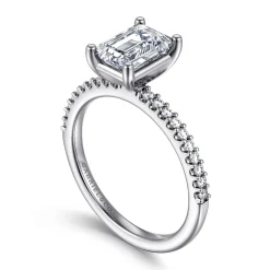 Clearance Gabriel & Co. Amata - 14K White Gold Emerald Cut Diamond Engagement Ring