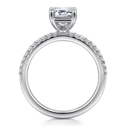 Clearance Gabriel & Co. Amata - 14K White Gold Emerald Cut Diamond Engagement Ring