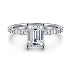 Clearance Gabriel & Co. Amata - 14K White Gold Emerald Cut Diamond Engagement Ring