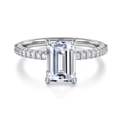 Clearance Gabriel & Co. Amata - 14K White Gold Emerald Cut Diamond Engagement Ring