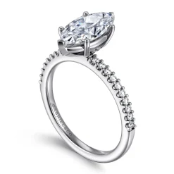 New Gabriel & Co. Amata - 14K White Gold Marquise Shape Diamond Engagement Ring