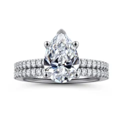 Best Gabriel & Co. Amata - 14K White Gold Pear Shape Diamond Engagement Ring