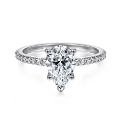 Outlet Gabriel & Co. Amata - 14K White Gold Pear Shape Diamond Engagement Ring