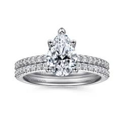 Outlet Gabriel & Co. Amata - 14K White Gold Pear Shape Diamond Engagement Ring