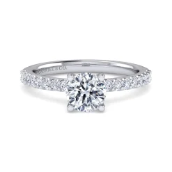 Outlet Gabriel & Co. Amata - 14K White Gold Round Diamond Engagement Ring
