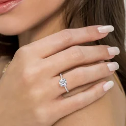 Outlet Gabriel & Co. Amata - 14K White Gold Round Diamond Engagement Ring
