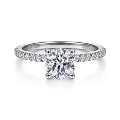 Best Gabriel & Co. Amata - 14K White Gold Round Diamond Engagement Ring