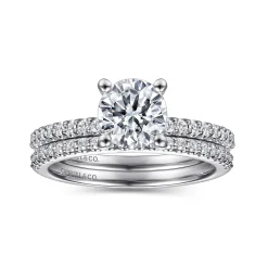 Best Gabriel & Co. Amata - 14K White Gold Round Diamond Engagement Ring