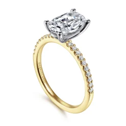 Outlet Gabriel & Co. Amata - 14K White-Yellow Gold Oval Diamond Engagement Ring