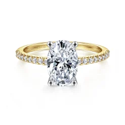 Outlet Gabriel & Co. Amata - 14K White-Yellow Gold Oval Diamond Engagement Ring