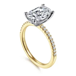 Hot Gabriel & Co. Amata - 14K White-Yellow Gold Oval Diamond Engagement Ring