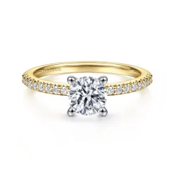 Gabriel & Co. Amata - 14K White-Yellow Gold Round Diamond Engagement Ring