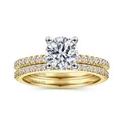 Gabriel & Co. Amata - 14K White-Yellow Gold Round Diamond Engagement Ring