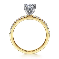 Gabriel & Co. Amata - 14K White-Yellow Gold Round Diamond Engagement Ring