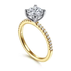 Gabriel & Co. Amata - 14K White-Yellow Gold Round Diamond Engagement Ring