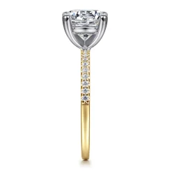 Gabriel & Co. Amata - 14K White-Yellow Gold Round Diamond Engagement Ring