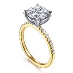 Gabriel & Co. Amata - 14K White-Yellow Gold Round Diamond Engagement Ring