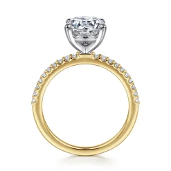 Hot Gabriel & Co. Amata - 14K White-Yellow Gold Round Diamond Engagement Ring