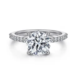 New Gabriel & Co. Amata - Platinum Round Diamond Engagement Ring