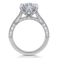 Best Gabriel & Co. Amidala - Vintage Inspired 14K White Gold Marquise Shape Solitaire Diamond Engagement Ring