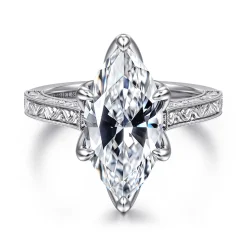 Best Gabriel & Co. Amidala - Vintage Inspired 14K White Gold Marquise Shape Solitaire Diamond Engagement Ring