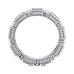 Hot Gabriel & Co. Amie - 14K White Gold Baguette Sapphire and Round Diamond Eternity Band - 0.13 ct