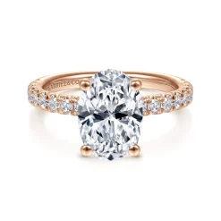 Best Gabriel & Co. Amira - 14K Rose Gold Oval Diamond Engagement Ring