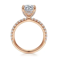 New Gabriel & Co. Amira - 14K Rose Gold Round Diamond Engagement Ring