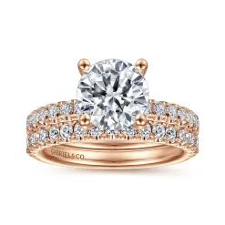 New Gabriel & Co. Amira - 14K Rose Gold Round Diamond Engagement Ring