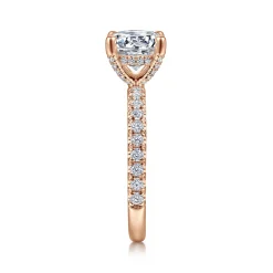 New Gabriel & Co. Amira - 14K Rose Gold Round Diamond Engagement Ring