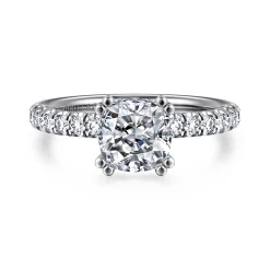 Sale Gabriel & Co. Amira - 14K White Gold Cushion Cut Diamond Engagement Ring