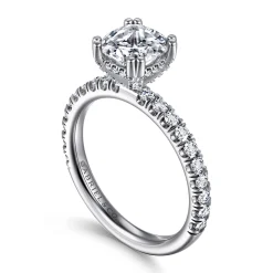 Sale Gabriel & Co. Amira - 14K White Gold Cushion Cut Diamond Engagement Ring