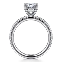 Sale Gabriel & Co. Amira - 14K White Gold Emerald Cut Diamond Engagement Ring