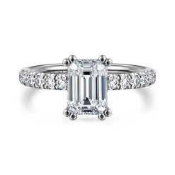 Sale Gabriel & Co. Amira - 14K White Gold Emerald Cut Diamond Engagement Ring