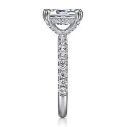Best Gabriel & Co. Amira - 14K White Gold Emerald Cut Diamond Engagement Ring