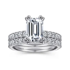 Best Gabriel & Co. Amira - 14K White Gold Emerald Cut Diamond Engagement Ring