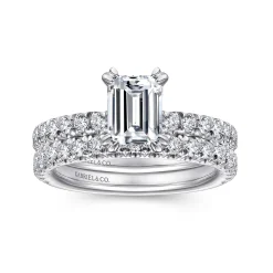 New Gabriel & Co. Amira - 14K White Gold Emerald Cut Diamond Engagement Ring