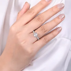 New Gabriel & Co. Amira - 14K White Gold Emerald Cut Diamond Engagement Ring