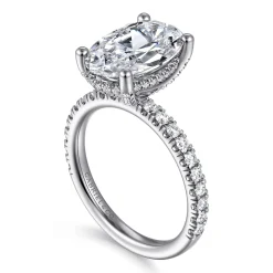 Clearance Gabriel & Co. Amira - 14K White Gold Oval Diamond Engagement Ring