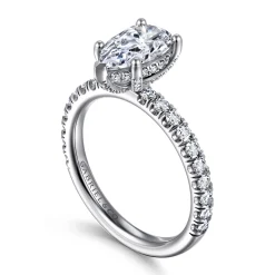 Best Gabriel & Co. Amira - 14K White Gold Pear Shape Diamond Engagement Ring