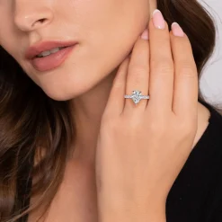 Sale Gabriel & Co. Amira - 14K White Gold Pear Shape Diamond Engagement Ring
