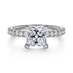 Best Gabriel & Co. Amira - 14K White Gold Princess Cut Diamond Engagement Ring