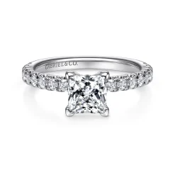 Gabriel & Co. Amira - 14K White Gold Princess Cut Diamond Engagement Ring