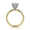 Best Gabriel & Co. Amira - 14K White-Yellow Gold Hidden Halo Round Diamond Engagement Ring