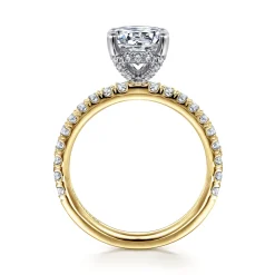 Best Gabriel & Co. Amira - 14K White-Yellow Gold Hidden Halo Round Diamond Engagement Ring