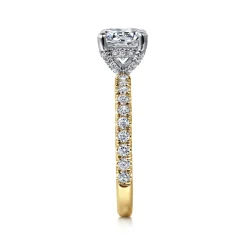 Best Gabriel & Co. Amira - 14K White-Yellow Gold Hidden Halo Round Diamond Engagement Ring