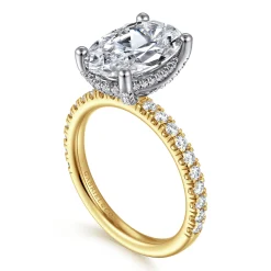 Outlet Gabriel & Co. Amira - 14K White-Yellow Gold Oval Diamond Engagement Ring