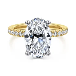 Outlet Gabriel & Co. Amira - 14K White-Yellow Gold Oval Diamond Engagement Ring