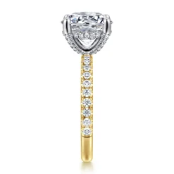 Discount Gabriel & Co. Amira - 14K White-Yellow Gold Round Diamond Engagement Ring