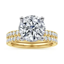 Discount Gabriel & Co. Amira - 14K White-Yellow Gold Round Diamond Engagement Ring